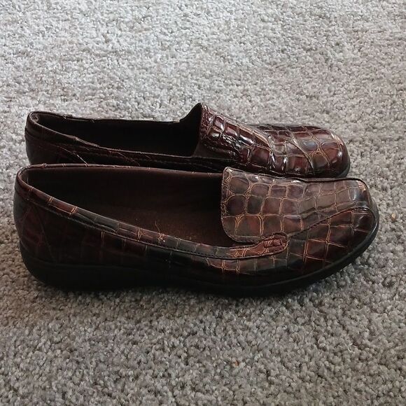 Clarks Women’s Loafer Bendables 64895 croco accent brown  Sz 9 EUC - Picture 5 of 7